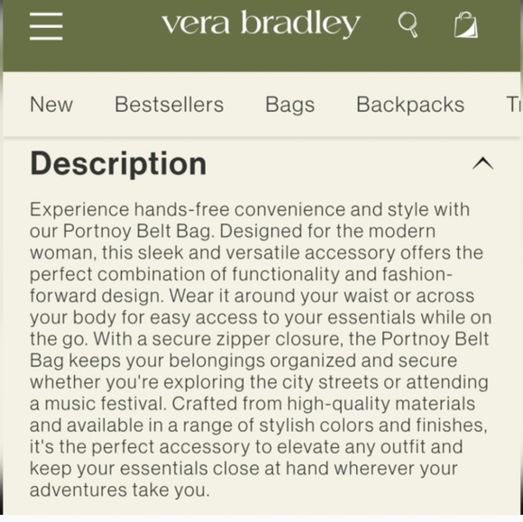 Vera Bradley Large Portnoy Crossbody Belt Bag, Lightweight Nylon, Black - Picture 4 of 10